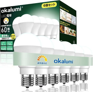 FFF TCYFΉ-{6Zbg} OKALUMI LEDd Ή E17 60W` F 5000k 620lm Ή Lz `d^Cv ~jNvgd 6