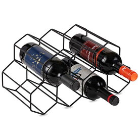 色：ブラック Lesige 金属製 ワインボトルホルダー ワインスタンド 積み重ね式 ワイン棚 9本用 ワインラック ワイン収納 シャンパンホルダー ワインストレージ 家飾り (ブラック)