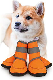 色：オレンジ サイズ：XS 犬 靴 【ドッグトレーニングアドバイザー監修】〔防水! 脱げにくい 犬の靴 〕 犬靴 犬用靴 犬用 ドッグブーツ 犬のくつ (オレンジ・XS) 犬猫工房