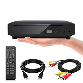 ミニDVDプレーヤー 1080Pサポート DVD/CD再生専用モデル HDMI端子搭載 CPRM対応、録画した番組や地上デジタル放送を再生する、AV / HDMIケーブルが付属し、テレビ/プロジェクター接続可能、日本語