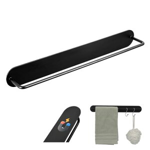 サイズ:40cm-マグネット-黒 タオル掛け マグネット タオルバー テンレススチール タオルリング バスルームハンガー 、 浴室 キッチンお風呂 洗面台 収納 (40cm-マグネット-黒)