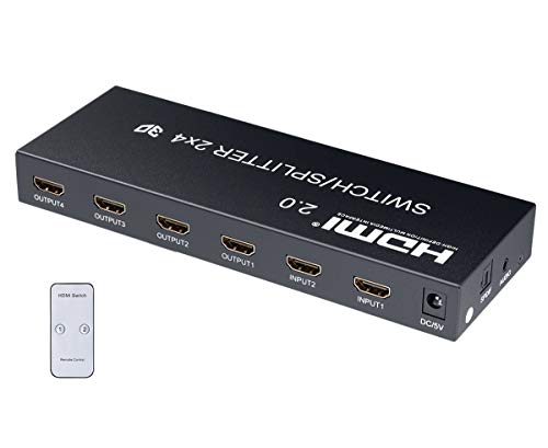 色：HDMI切替分配器2×4 BLUPOW 今だけスーパーセール限定 4K60Hz HDR対応 HDMI切替分配器 2入力4出力 音声分離機 光デジタル 3D対応 売却 HDMI2.0 オーディオ分離 HDCP2.2 ダウンスケール機能搭載 hdmi分離音声 3.5mmステレオ音声出力