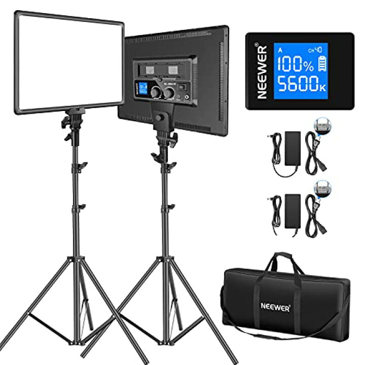 楽天市場】Neewer 2パック撮影用ビデオライトキット 18インチLEDパネル 