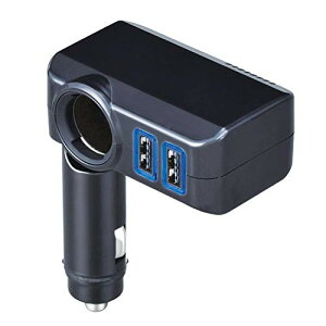 セイワ(SEIWA) 車用 シガーソケット USB 2ポート 車載充電器 プラグ抜け防止 分配器 ブラック DC12V専用 80W F310 フィットダイレクトソケット USB出力 4.8A ブルーLED 角度調節 自動識別IC機能