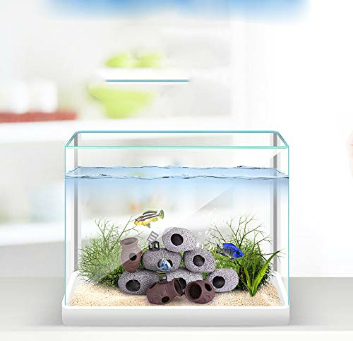 楽天市場 Kimlonton 隠れ家 アクアリウム オーナメント 装飾 水槽用オブジェ 金魚 熱帯魚 爬虫類 隠し場 水槽用飾り セラミック 石の水槽飾り インテリア おしゃれ 2つの洞窟 約11 X 8 X 5 8cm サンデーモーニング 楽天市場店