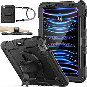 �F�F�u���b�N �T�C�Y�FiPad 11�C���` SEYMAC stock 11�C���`iPad Pro ��4���� 2022 �P�[�X �ϏՌ� �ی�t�B�����t�� �y�����[ 360*��]�X�^���h �n���h�X�g���b�v �V�����_�[�X�g���b�v �S�ʕی�J�o�[