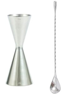 サイズ:2点セット Yoseka メジャーカップ 30ml / 45mlジガーカップ 目盛り付き,メジャーカップ カップと30cmバースプーン (2点セット)