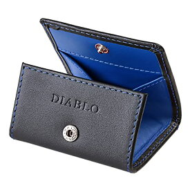 色：ブラック×ブルー [ディアブロ] DIABLO コインケース 小銭入れ メンズ 革 ボックス型 小さい 小銭ケース デザインカラー mlb KA-515 (ブラック*ブルー)