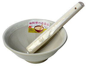 元重製陶所 石見焼 すり鉢 すりこ木 すりばちセット テーブルを傷つけない シリコン 底 5号 (直径15cm・すりこぎ付) 白マット すべり止め付 もとしげ 日本製