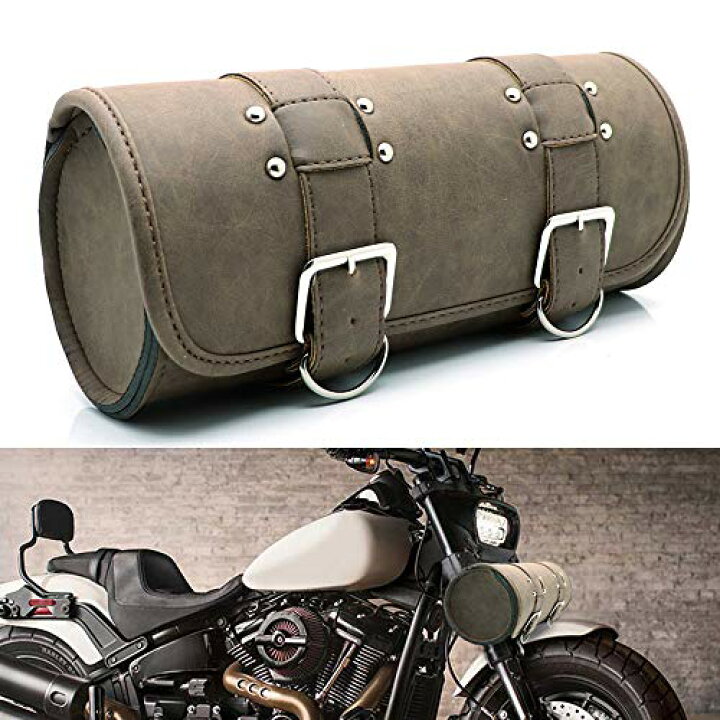 楽天市場】色：ブラウンレザー サイズ：丸形 バイクツールバッグ 