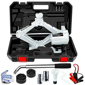 NthPOWER 電動ジャッキ 3t 手動レンチ付き自動車ジャッキ SUV セダン 対応 タイヤ交換用車用ジャッキ DC12V 耐荷重 3トン 3000Kg 安全警告収納ボックス付き