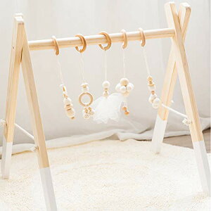 色:ホワイト サイズ:ベビージムとおもちゃ Okawari Home ベビージム 木製 ナチュラル ベビーカー用おもちゃ付き ベッドぶら下げ プレイジム 知育玩具 セットアイテム 子ども部屋 出産祝い