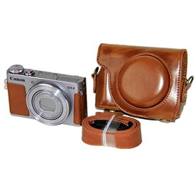 色：BR kinokoo Canon デジタルカメラ PowerShot G9 X / G9X mark2 カメラケース PUレザー ショルダーストラップ付 (ブラウン)