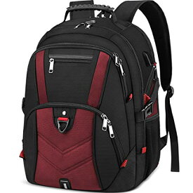 色：レッド NEWHEY リュック メンズ バックパック 大容量 40L リュックサック 盗難防止 17.3インチ PCバッグ 多機能 防水 イヤホン穴 USB充電ポート 通勤 旅行 出張 通学 黒 ブルー 赤