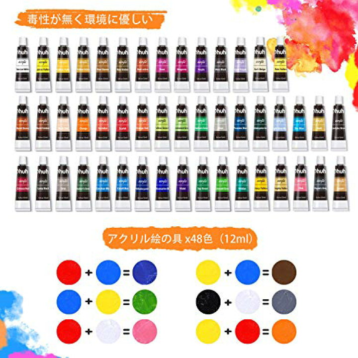 楽天市場】Ohuhu アクリル絵の具 78点セット アクリル絵の具セット 48 