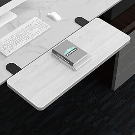 色：White サイズ：幅24cm長さ55cm OUGIC デスクエクステンダー人間工学 キーボードトレイのクランプ 幅24cm長さ55cm 折り畳み式 デスクトップ拡張テーブル、疲労を和らげる、天然素材、穴なし、