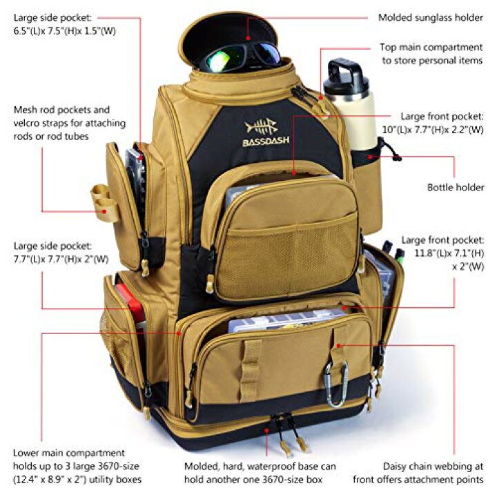 楽天市場】Bassdash(バスダッシュ) 釣りリュック 40L 防水 ザック 大 