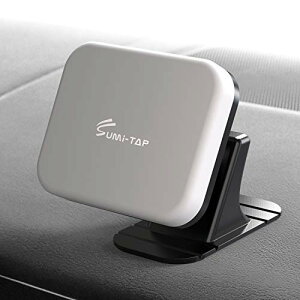 色:四角型 ホワイトグレー sumi-tap スマホホルダー 車 マグネット式 車用粘着式自由設置可能 カーナビホルダー ダッシュボード曲面粘着可能 携帯ホルダー 360度回転カーマウント 磁石車載