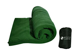 色:グリーン MYSTIC EARTH(ミスティックアース)寝袋 封筒型 インナーシュラフ フリース 大判 保温 防災用品 毛布 ブランケット地震対策災害 キャンプ 外泊 多機能 膝掛け 毛布 アウトドア 車中