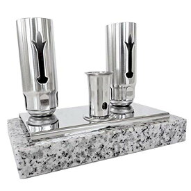 お墓用 お線香立てローソク立てセット 高級みかげ石の台座付き 台座の重みで強風でも倒れません飛んで行きません お仏壇 お地蔵様にも