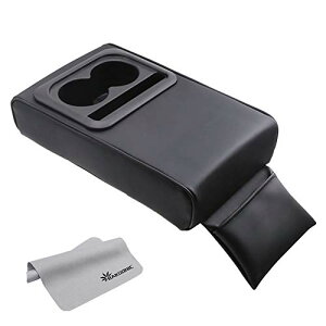 色:ブラック Raksonic 2021最新型 アームレスト コンソールボックス 車内収納ボックス 手置きクッション 車肘掛け 小物入れポケット付き ドリンクホルダー付き 汎用 疲労を軽減 装着簡単 イ