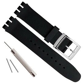 色：ブラック サイズ：20mm シルバーメッキステンレススチールバックル防水シリコンラバー腕時計ストラップ時計バンド (20mm, Black)