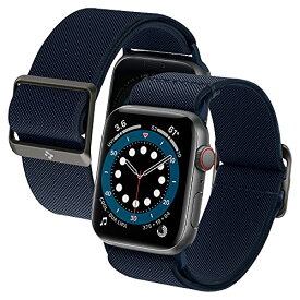 色：ネイビー サイズ：45 / 44 / 42mm　Spigen コンパチブル Apple Watch バンド ソロループ スポーツ 調整可 ファブリック 一体型 軽量 速乾 柔軟 アップルウォッチ 7 SE 6 5 4 3 2 1 対応 バンド腕