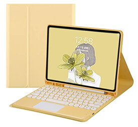 サイズ：iPadAir3/Pro10.5 色：黄色 iPad Air3 10.5インチ iPadPro10.5 キーボード ケース タッチパッド搭載 可愛い 丸型キー iPad Air 3 Pro 10.5 インチ アイパッド エア3 プロ10.5キーボード付き カバー