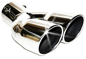 色:シルバー デュアル Piece of peace product マフラーカッター チタン 焼け色 下向き 2本出し 斜めカット ステンレス製