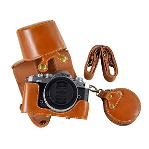 色:Brown kinokoo Nikonミラーレス一眼カメラZ fc ケース zfc ケース 28mm/16-51mmレンズ対応 zfc カメラケース ストラップ付き カメラ保護ケース バッテリー交換可 三脚ネジ穴付き PUレザー(ブラウン)