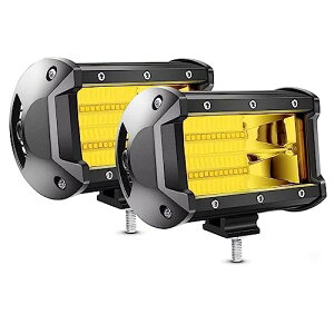 色:イエロー Chelhead LED作業灯 5インチ フォグランプ バイク 72w イエロー 12-24v 兼用 広角狭角一体 トラック 重機機械 ガレージ ライト デッキライト 集魚灯 前照灯 Suv Atv Utv 2個セット