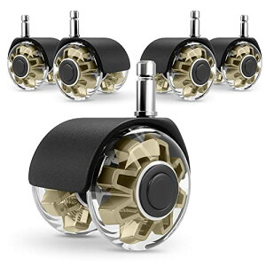 Omyoffice プラグインチェアキャスター クリア椅子 キャスター 交換 - 11MM X 22MM 5個セットウレタンキャスター 、OAチェア、ゲームチェア用、床を保護、スライディング静音、すべての床に適し