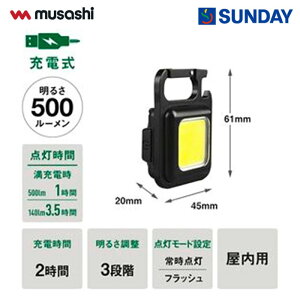 ムサシ 充電式マルチLEDライト6W COB-WL001 充電式 3段階切替 アウトドア 災害 防災用品 懐中電灯・ラジオ
