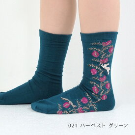 柄ソックス 刺繍 レディース 花柄 靴下 レディース アニマル柄 靴下 うさぎ 靴下 クルー丈 ソックス 日本製 ハイゲージ 薄手 1196 andeotte アンデオッテ ギフト プレゼント 女性 ラッピング 誕生日プレゼント 秋冬 おしゃれ 大人かわいい くつ下 ブランド ギフト プレゼント