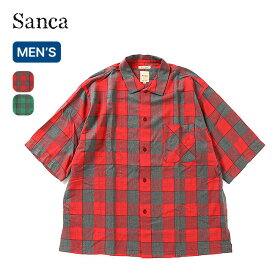 サンカ レーヨントップチェックミニオープン Sanca RAYON CHECK MINI OPEN メンズ S23SSH06 チェックシャツ ポケット アウトドア キャンプ 【正規品】