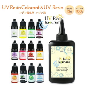 レジンセット レジン液 着色剤 13点セット レジン着色剤 12色 レジン液大容量100g レジンスターターセット