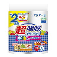 大王製紙 エリエール超吸収キッチンタオル 4ロール（100カット） 【12個セット】