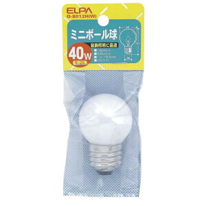 エルパ ELPA ミニボール球 白熱電球 E26 40W G-8012H(W)