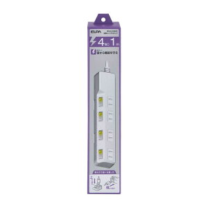 �G���p ELPA �ϗ��X�C�b�`�t�^�b�v4P1M ���K�[�h LED�����v��ON�^OFF��������₷�� �ȓd�� WLK-41S�iW�j