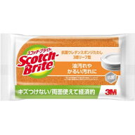 3M スコッチブライト 抗菌ウレタンスポンジたわしリーフ型3層研磨粒子なしオレンジ SS−72KE 1個 【3個セ…