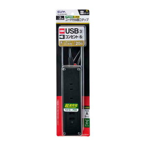 �G���p ELPA �R�[�h�t6��USB�^�b�v WL-6322SUC�iBK�j