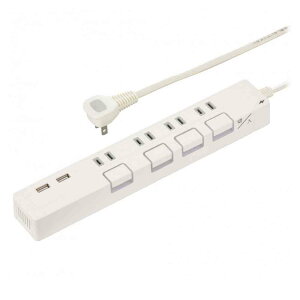 �I�[���d�@ �ߓd�^�b�v���鉟���{�^���X�C�b�`���K�[�h4�� USB�|�[�g�t�� 2m HS-TPKU42W-22