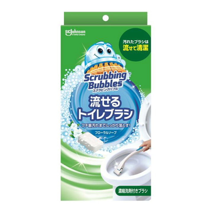 ジョンソン スクラビングバブル 流せるトイレブラシ フローラルソープ 本体+替え4個入り サンドラッグe-shop ジョンソン スクラビングバブル トイレスタンプ消臭成分inクリアジャスミン付替え2本パック (38gX2個)