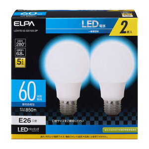 �G���p ELPA LED�d�� 60W�` �����F �L�z�� �Ɩ� E26 6.8W �����p 2�� LDA7D�]G�]G5103�]2P