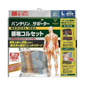 バンテリンサポーター 腰椎コルセット 大きめ（Lサイズ）ブルーグレー