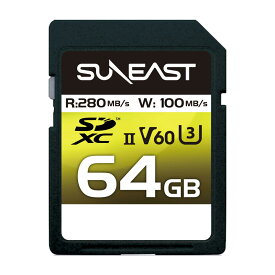 【ポイント10倍】SUNEAST SDXCカード 64GB UHS-II V60 最大280MB s U3 4K UHD ULTIMATE PRO プロフェッショナル メモリーカード se-sdu2064gc280