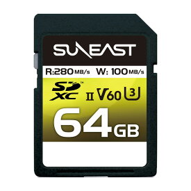 【ポイント10倍＋クーポン利用で3%OFF】SUNEAST SDXCカード 64GB UHS-II V60 最大280MB s U3 4K UHD ULTIMATE PRO プロフェッショナル メモリーカード se-sdu2064gc280