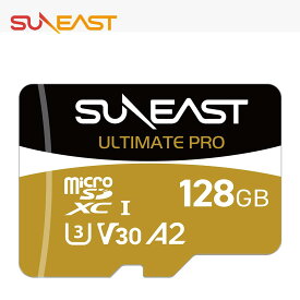 SUNEAST ULTIMATE PRO GOLDシリーズ microSD 128GB アダプター 1個附属 台湾製 読取最大180MB/s 書込最大130MB/s microSDXC UHS-I DDR200モード A2 U3 V30 Class10 HD 4K 変換アダプタ付 日本国内正規品 SE-MSDU112818ON