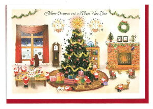 クリスマスカード ミニサンタカード S-391 グリーティングライフ 二つ折り グリーティングカード 手紙 季節 大人 シンプル 世界の医療団 寄付 募金