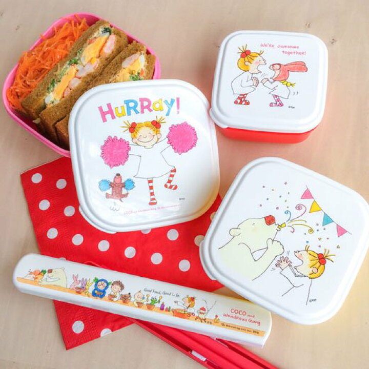 楽天市場 ココ シール容器3個セットryl 8 グリーティングライフ ココちゃんランチグッズ キャラクター かわいい お弁当箱 ランチボックス タッパー 保存容器 密閉容器 ランチ 電子レンジ可能 サンフェロー